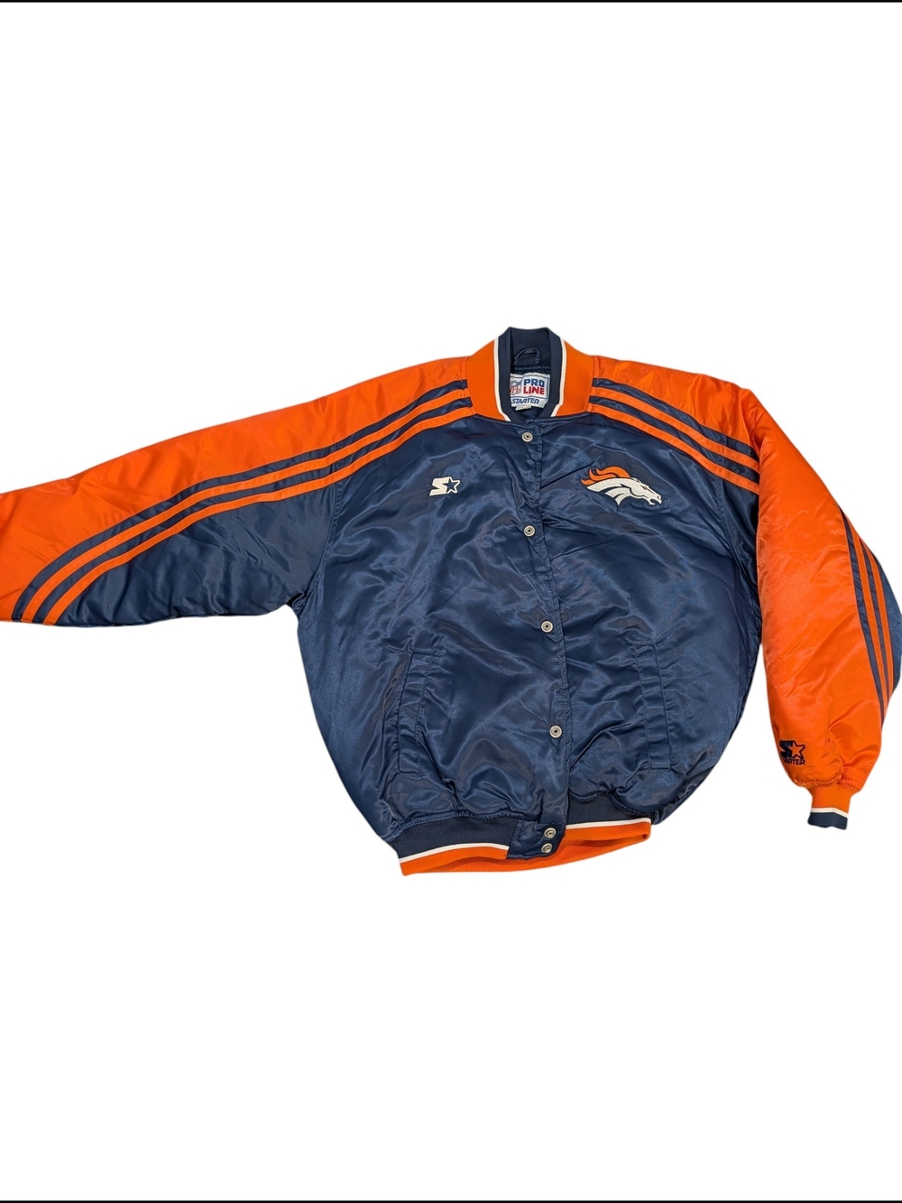 Vintage 1990s Denver Broncos NFL Pro Line Starter Spellout Back Bomber Jacket M